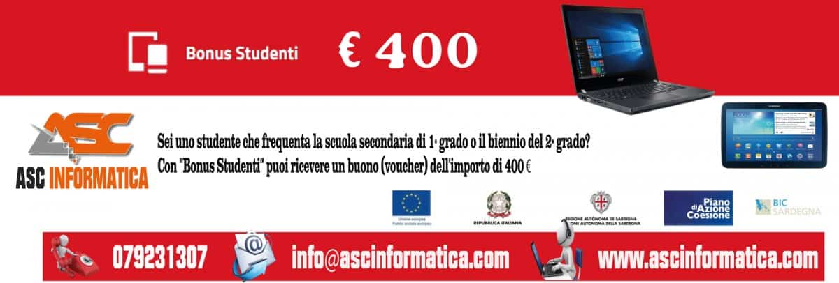 bonus Studenti, 400 euro, Sardegna, Sassari, Olbia, Tempio, Alghero